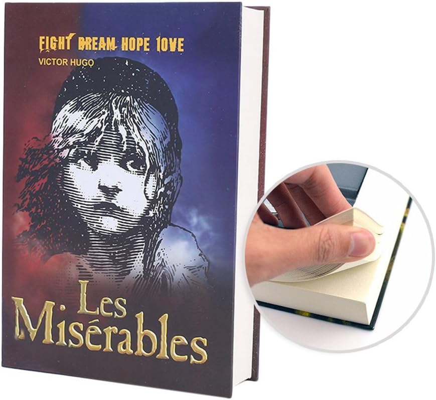 Real Paper Book Locking Booksafe with Key Lock Dictionary Secret Hidden Safe (Les Miserables)