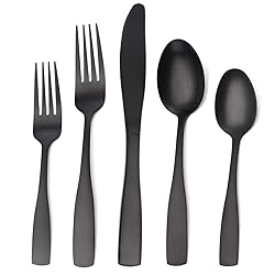 Matte Black Silverware Set, Satin Finish 20-Piece