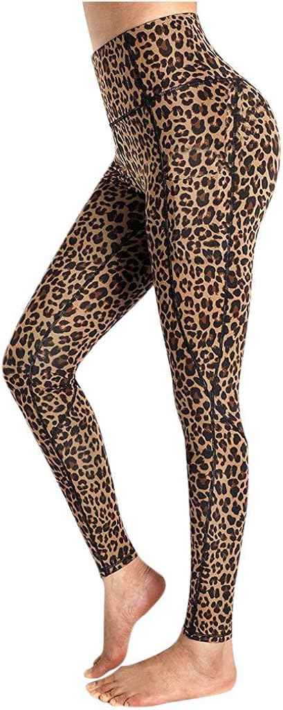Leewos Yoga Pants for Women, 2020 Pockets Leopard Workout Leggings Running Pants: Clothing