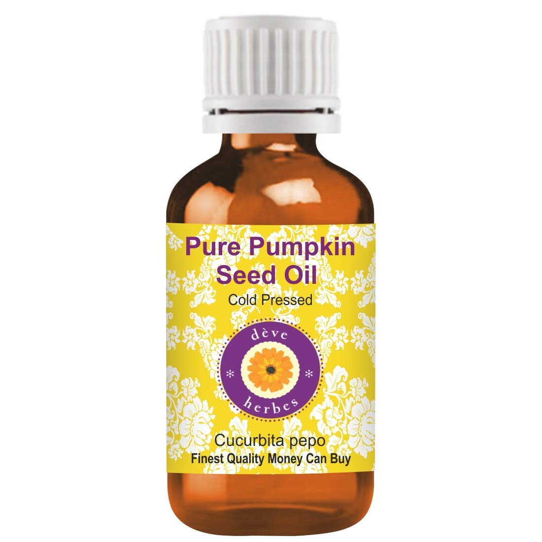 Deve Herbes Pure Pumpkin Seed Oil (Cucurbita pepo) Non-Sticky | Non-Greasy | For Skin, Hair, Massage & DIY Use 50ml