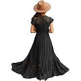 HOSIKA Girls Elegant Lace Ruffle Sleeve A-Line Formal Wedding Party Flower Girl Dress 6-12 Years