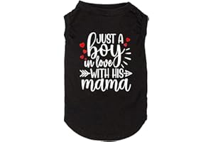 WEOKWOCK Dog Clothes Just a Boy in Love with Mama Shirts Pet Supplies Vest Small Medium Large Dog Apparel Parent-Child Suit (X-Small, Boy-Black)