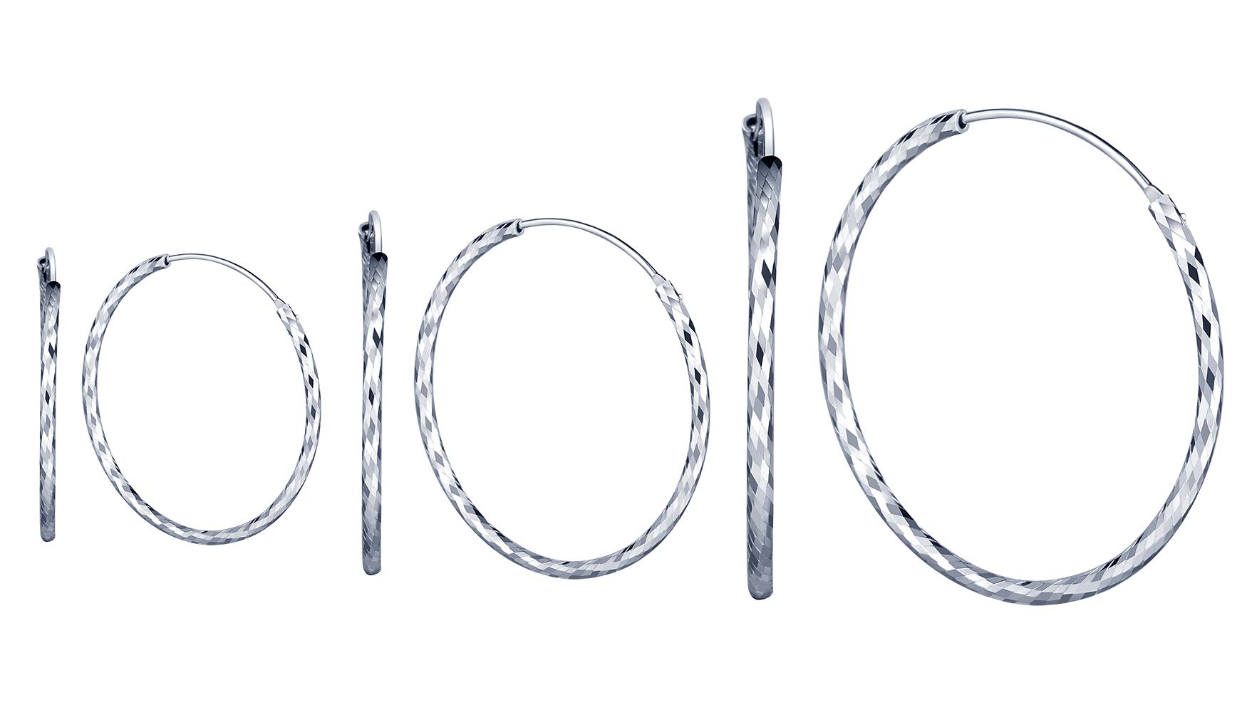 3 Pairs Hoop Earrings Piercing Ear Hoops 925 Sterling Silver Ear Rings Set for Women Girls, 13 15 25mm