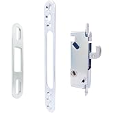 elox Sliding Patio Door Lock with 45 Degree Keyway, Adjustable Bolt Projection, Round End Faceplate, Suitable for Glass Door, Narrow Stile Aluminum and Wooden Door (22mm Backset, Zinc Plated)