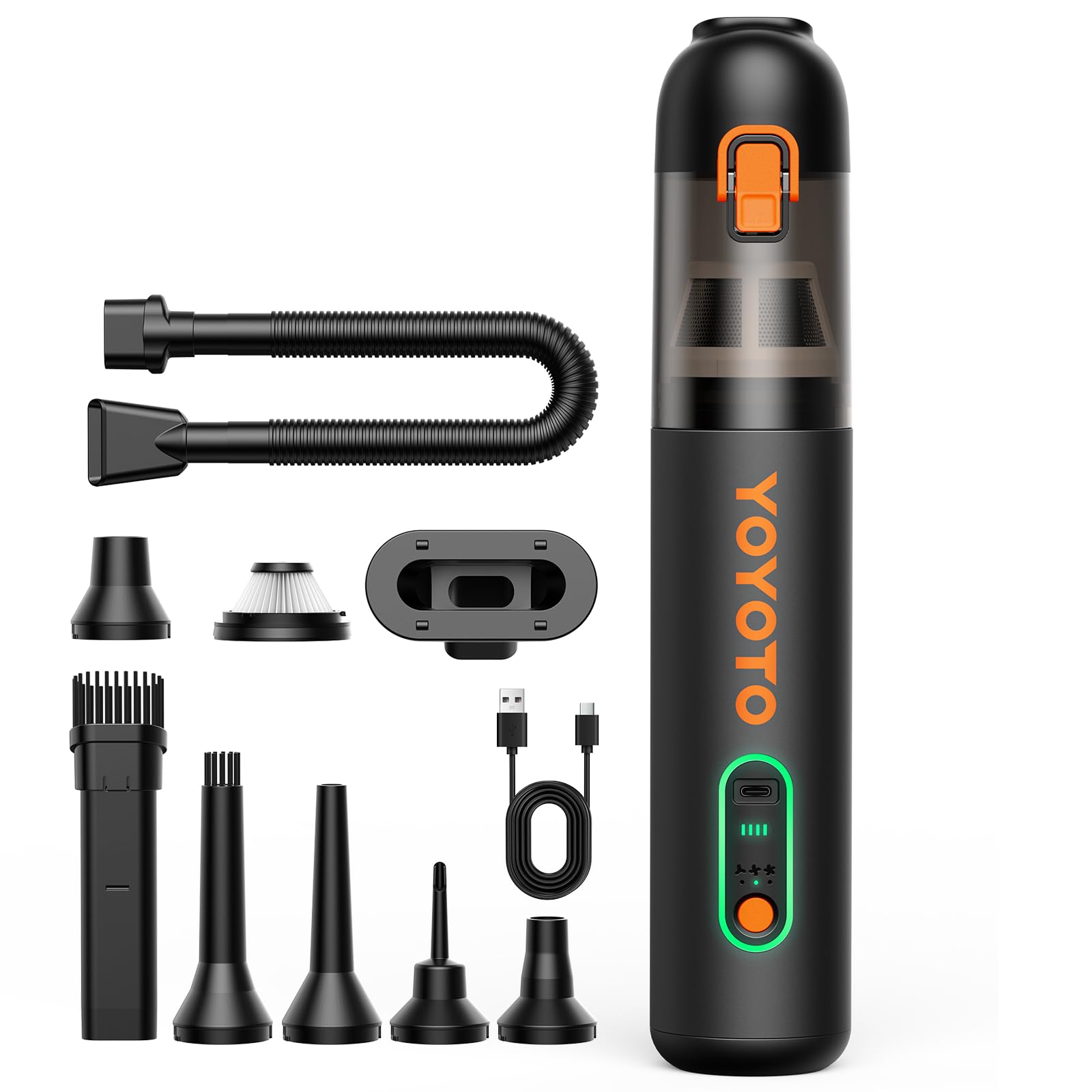 Photo 1 of yoyoto Car Vacuum, Handheld Vacuum Cordless with 21000Pa Powerful Suction & 3 Modes, 4-in-1 Portable Hand Held Mini Vacuum Cleaner Rechargeable, Ultra Light for Car Home Office (Black)