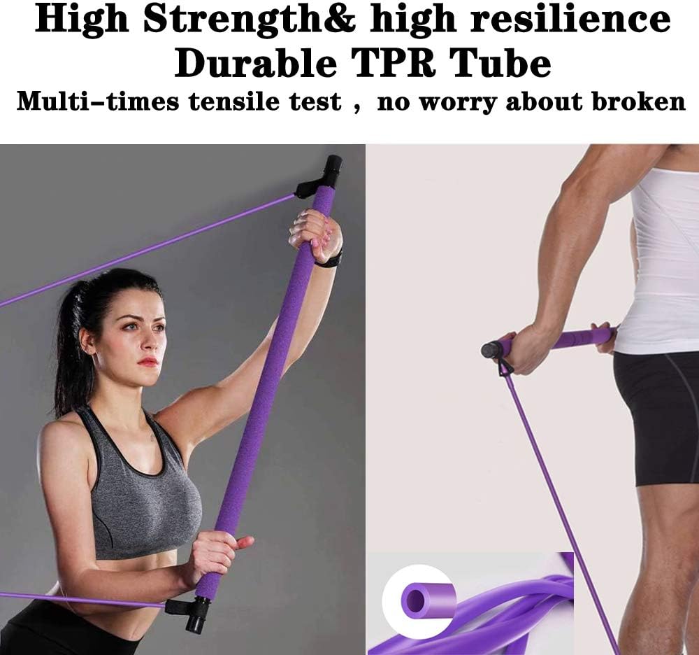 Ayatana Pilates Bar Stick with 2 Adjustable Resistance Bands, Yoga Exercise Bar with Anti- Slip Foot Loops, All-in-One Fitness Kit, Portable & Compact, Great for Body-Shaping, Home Gym, Purple : Sports & Outdoors