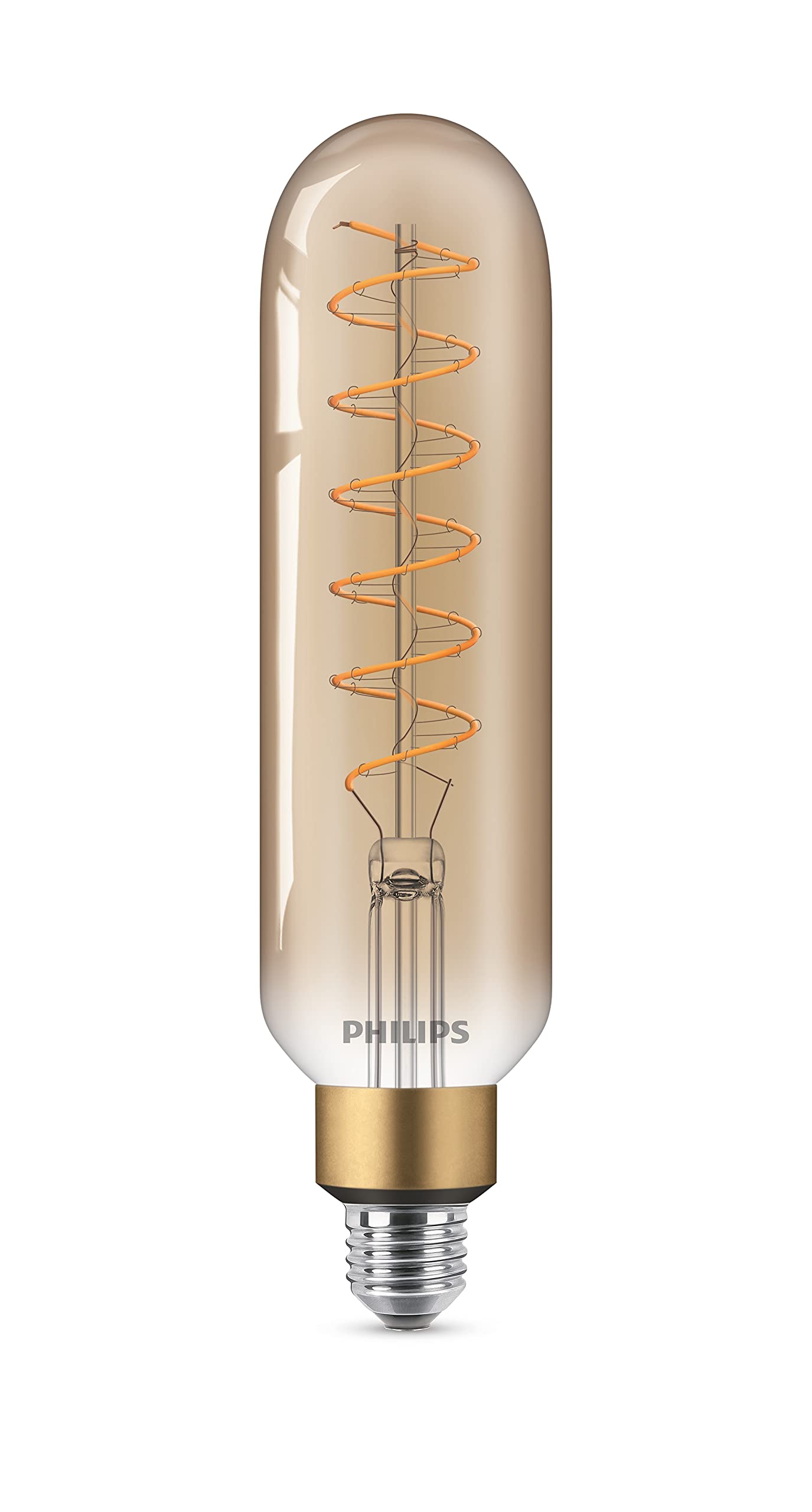 Philips LED Giant Gold Dimmable Tubular Light Bulb [E27 Edison Screw] 6.5W - 40W Equivalent, Flame 2000K.