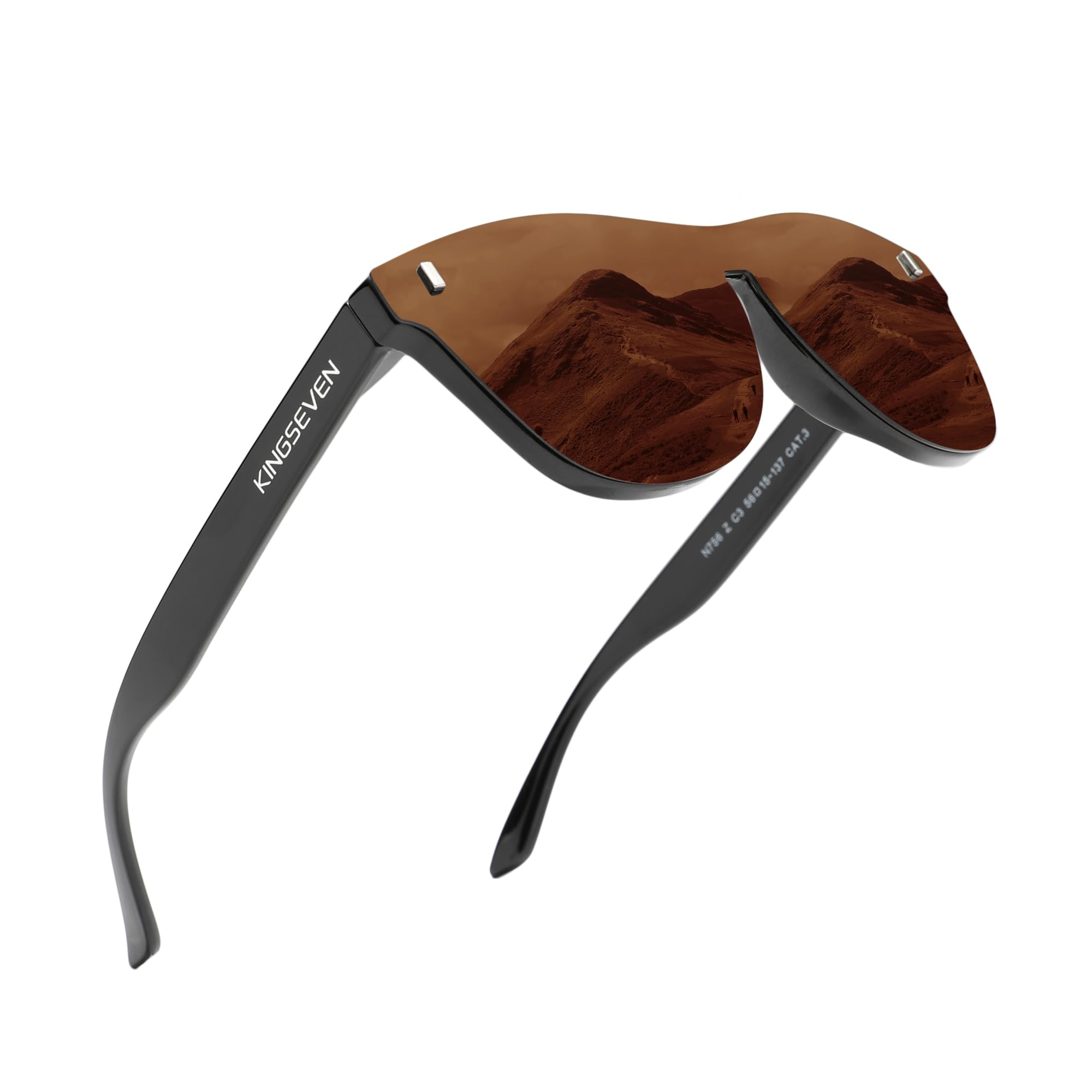 KINGSEVEN Polarized Sunglasses Men Women Retro Sun Glasses Male Outdoors Sports Golf Cycling Fishing Hiking Mirrored Full Frame Eyewear (756-Brown-UK)