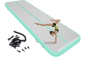GYUEM 13ft/16ft/20ft Inflatable Air Gymnastics Mat Training Mats 4.3ft Widening 4 inches Thickness Gymnastics Tracks with Electric Air Pump for Home Use/Training/Cheerleading/Yoga/Water