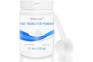 Welacer DTF Transfer Fine Powder White 500g / 1.1lb, 0-80um Digital Transfer Hot Melt Adhesive Applies to Big Pattern, for All Fabric, Work with DTF Film and DTF Ink or Heat Sublimation.