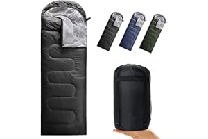 Petgin Envelope Camping Sleeping Bag 3-4 Seasons Warm & Cold Weather,Lightweight,Waterproof,Portable for Adults & Kids - Camp