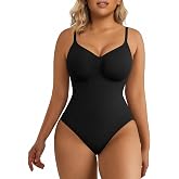 SHAPERX Women's Tummy Control Shapewear Thong Bodysuit Seamless Waist Snatching Body Shaper