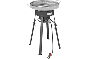 Feasto 23" Stainless Steel Concave Comal Set, Discada Disc Cooker with 54,000BTU Paella Burner and Adjustable Stand Set, Cazo Para Carnitas Tortillas Stir Fry Wok for Outdoor Cooking, CSA Certified