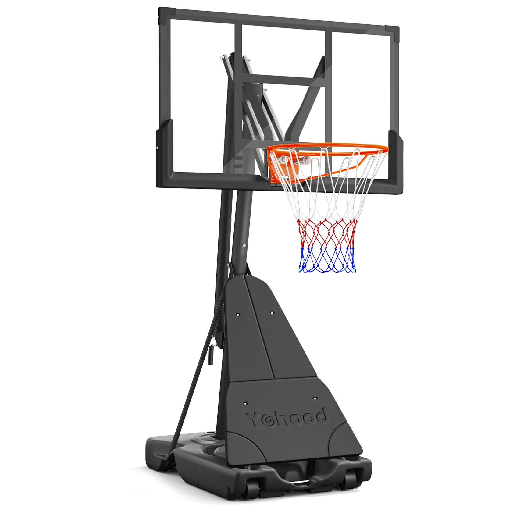 Photo 1 of ***similar item***used***  Yohood Basketball Hoop Outdoor Portable, 10ft Quickly Adjustable Basketball Goal System with 44 Inch PC Backboard & Wheels for Court/Backyard/Driveway