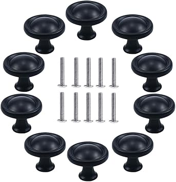 10pcs Black Drawer Knobs Cabinet Knobs 30mm Aluminum Alloy Drawer