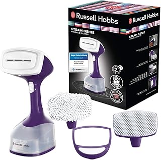 Russell Hobbs Dampfglätter Bügeleisen Steam Genie (1.650 Watt, schnellaufheizend, 25g/min Dampf, 260ml Wassertank), inkl. 3 Aufsätze - für Kleidung, Vorhänge, Polstermöbel, Dampfbügeleisen 25600-56