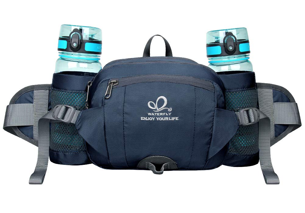 WATERFLY Hiking Waist Pack Bum Bag Waist Bag with Bottle Holder Running Bag for Camping Climbing Travel Cycling and Dog Walking (Dark Blue) — image 1