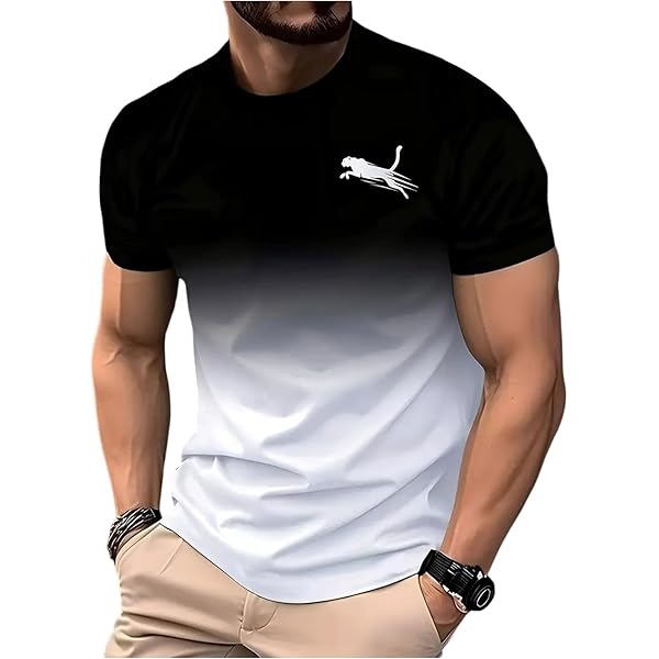 KLIEGOU Men's Longline Graphic T-Shirt | Curved Hem Crew Neck | 95