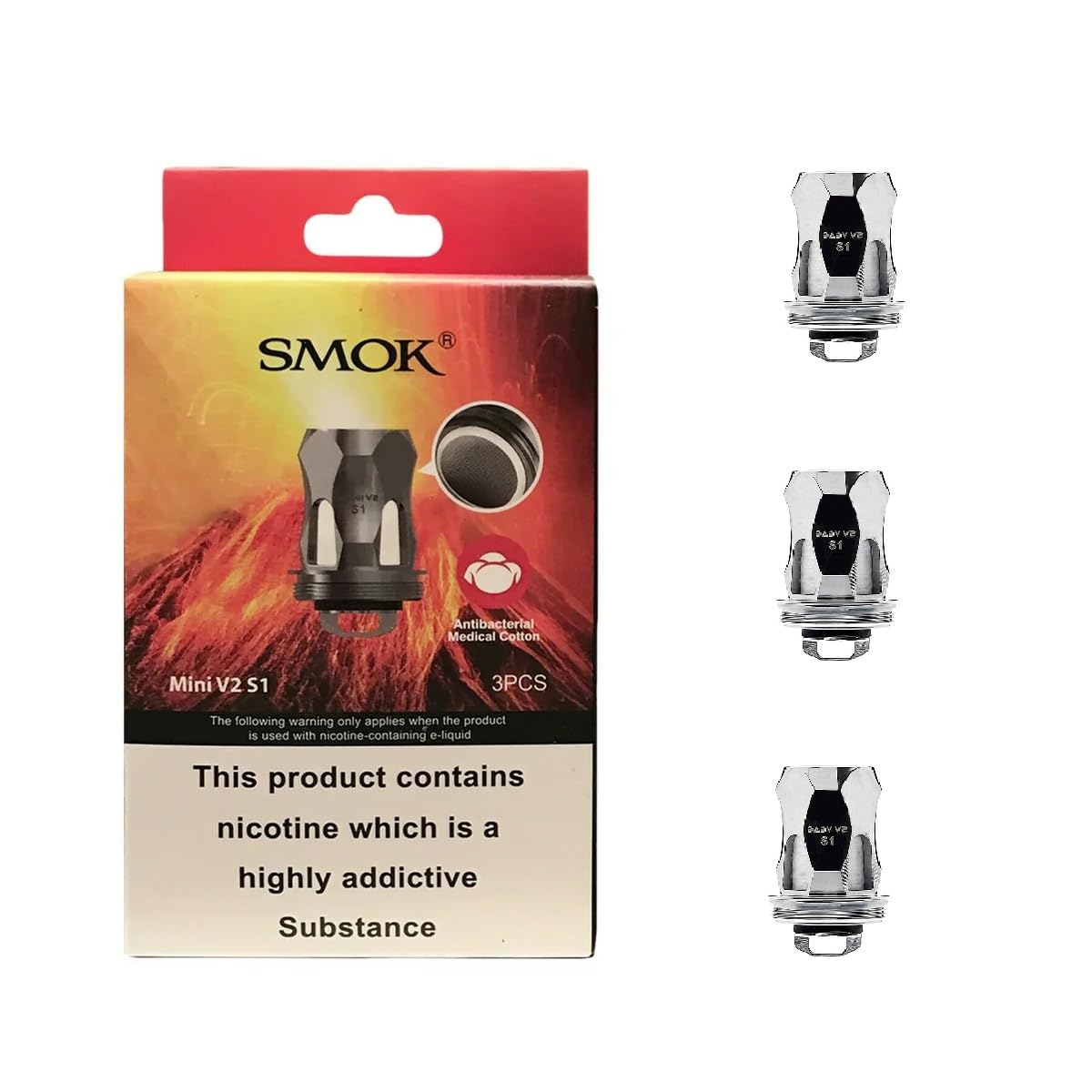 SMOK Baby V2 S1 Coils 0.15 Ohm [Silver] 3 Pack Sub Ohm Single Mesh for TFV8 Baby V2 Tank UK Compliant Nicotine Free