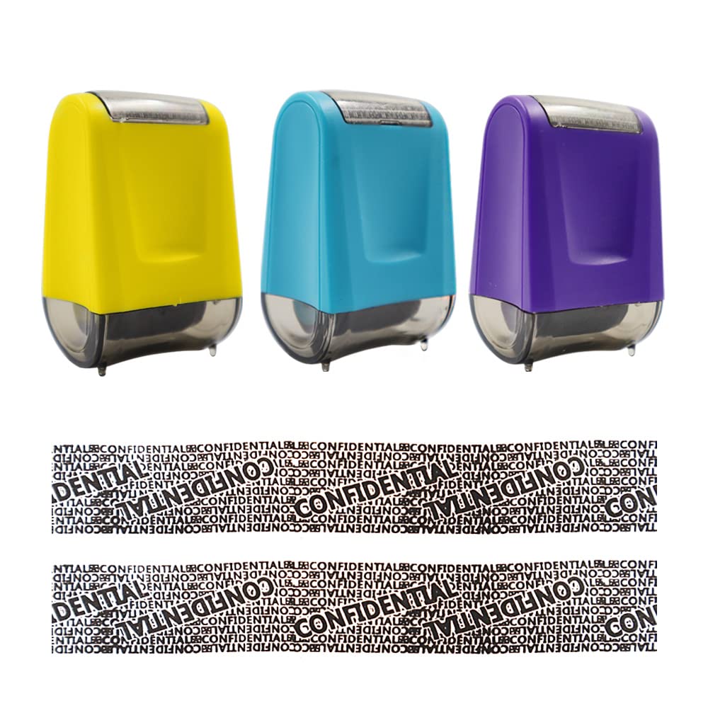 3 Pieces Identity Protection Theft Stamps, Data Defender, Confidential RollerStamp, Address Blocker Stamp, Anti-Slip Identity Theft Protection Roller Stamp