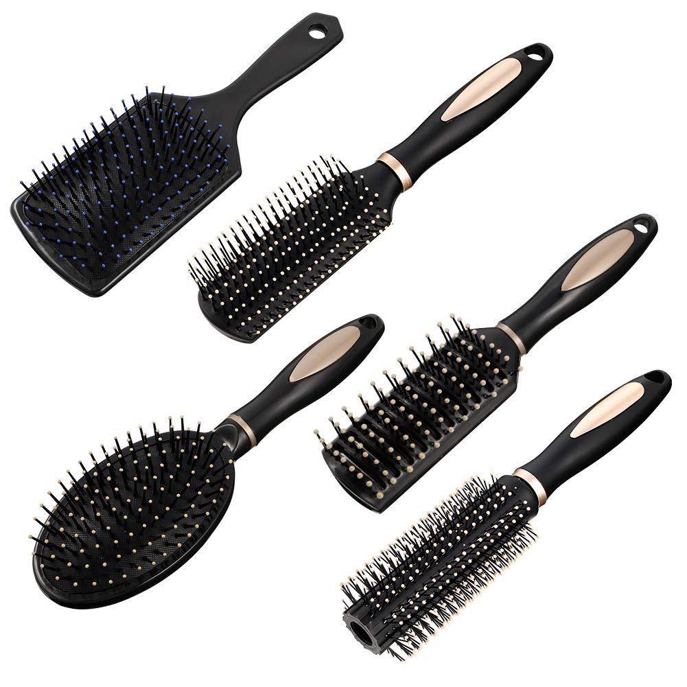 tao pipe 5pcs Hair Brush Sets Detangling Hairbrush Anti Static Massage Oval Comb Hair Styling Tools for Women Men Kid All Wet or Dry Hair