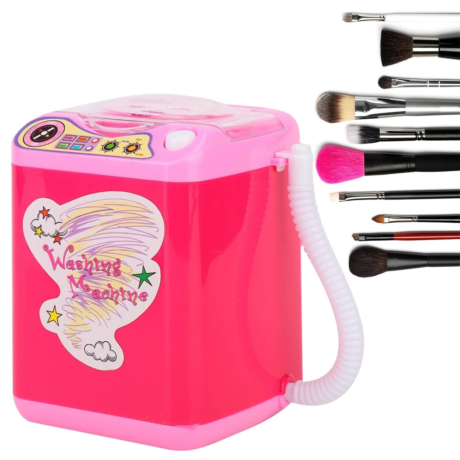 Mini Electric Make Up Brush Washing Machine,Makeup Sponge Washing Machine One Button Operation Hands Free Cleaning for Make Up Brushes (Rose Red)