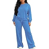 MOEENCN Women 2 Piece Outfits Sweatsuit Lounge Sets Casual Travel Sweatshirt And Wide Leg Tracksuit Matching Set