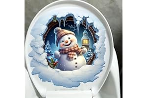 New Creative Christmas Snowman Toilet Cover Sticker Decals,Fish Bird Flower Leaf Waterproof Toilet Lid Tank Seat Decals Ciste