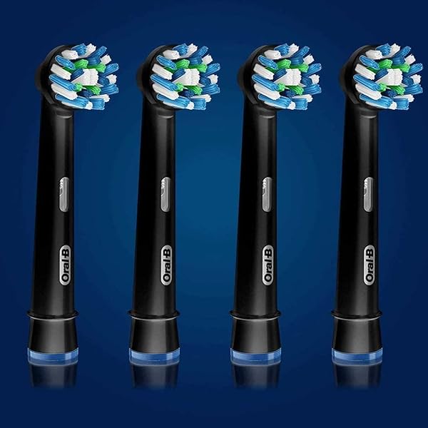 ORAL-B CROSSACTION ELECTRIC TOOTHBRUSH REPLACEMENT BRUSH HEAD REFILLS, BLACK , 4 COUNT (PACK OF 1)