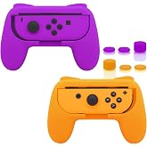 FASTSNAIL Grips Compatible with Nintendo Switch for Joy Con &amp; OLED Model for Joycon, Wear-Resistant Handle Kit Compatible with Joy Cons Controllers, 2 Pack(Orange and Purple)