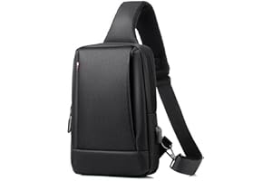 Hjkiopc Sling Bag for Men,Small Shoulder Bag,Messenger Bag with USB Charging Port,Lightweight Crossbody Bag for Work Satchel