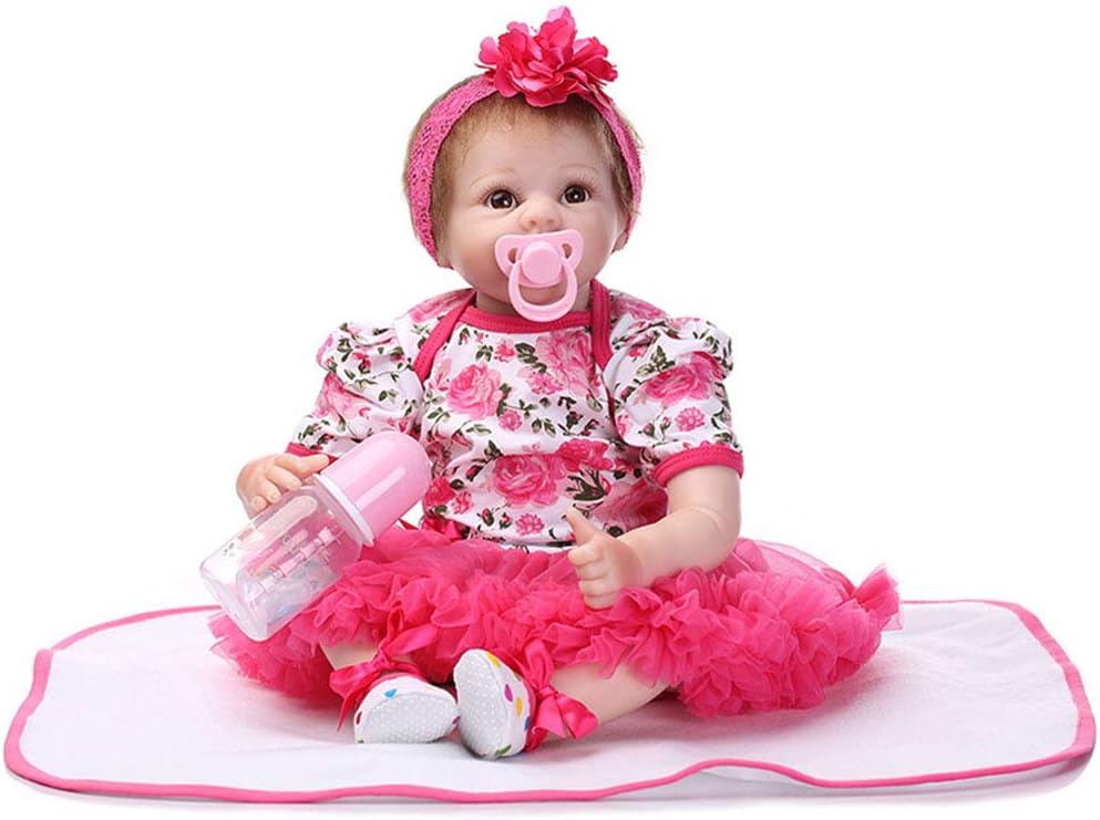 CHENG Reborn Baby Dolls 21 Inch Full Body Silicone Baby Reborn Dolls with Magnetic Mouth Gift Set