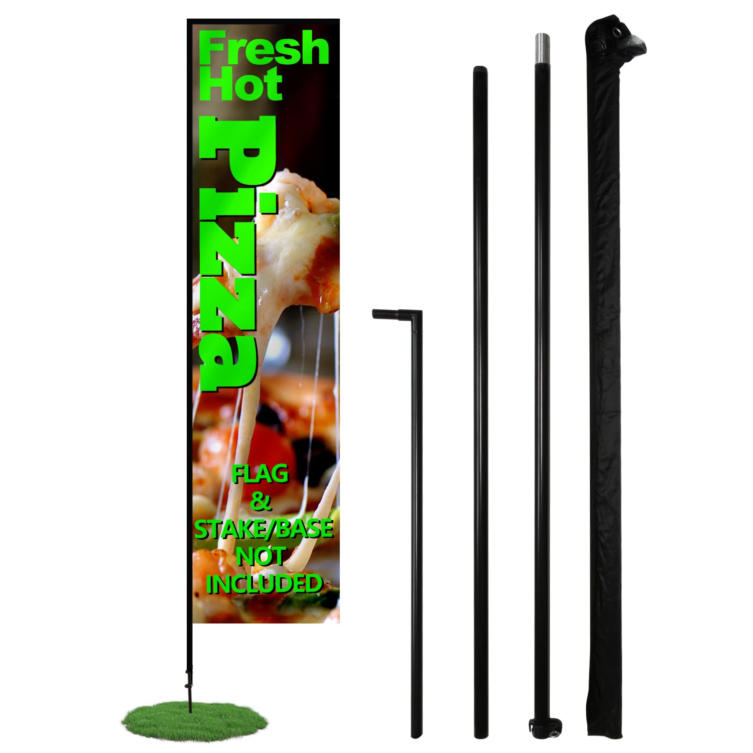 Anley Rectangle Feather Flagpole Set - Assembled Flutter Banner Pole Set with Carrying Bag - Fits 2Ft X 6Ft Feather Flags(Not Included) - Flagpole ONLY