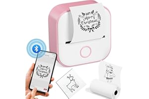 HOIUTER Print Pods Mini Printer, 2024 New Print Pod Mini Portable Thermal Printer with 1 Rolls Paper, Bluetooth Mini Printer Notebuddy Sticky Note Maker for Pictures Photos DIY Scrapbook (Pink)