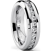 Metal Masters Ladies 2.4 Carat Eternity Titanium Ring Cubic Zirconia Wedding Band with CZ 6MM sizes 4 to 9