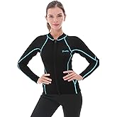 GoldFin Wetsuit Top Women, 2mm Wetsuits Jacket Long Sleeve Neoprene Tops for Water Aerobics Diving Surfing Swimming