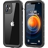 Protebox for iPhone 12 Mini Waterproof Case with Built-in Screen Protector, Shockproof Dustproof Full Body Protective IP68 Waterproof Phone Case for iPhone 12 Mini 5.4 inch (Black/Clear)