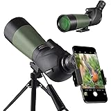 Gosky 20-60x60 HD Spotting Scope with Tripod, Carrying Bag and Scope Phone Adapter - BAK4 45 Degree Angled Spotter Scope for 