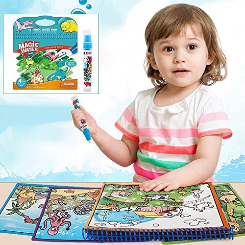 MIYUE Water Reveal Pad Paint Pens Set for Toddlers, Paint with Water Books for Toddlers, Magic Water Wow Coloring Books Dinosaur Water Reveal Pad Paint Book for Boys &amp; Girls Toddlers