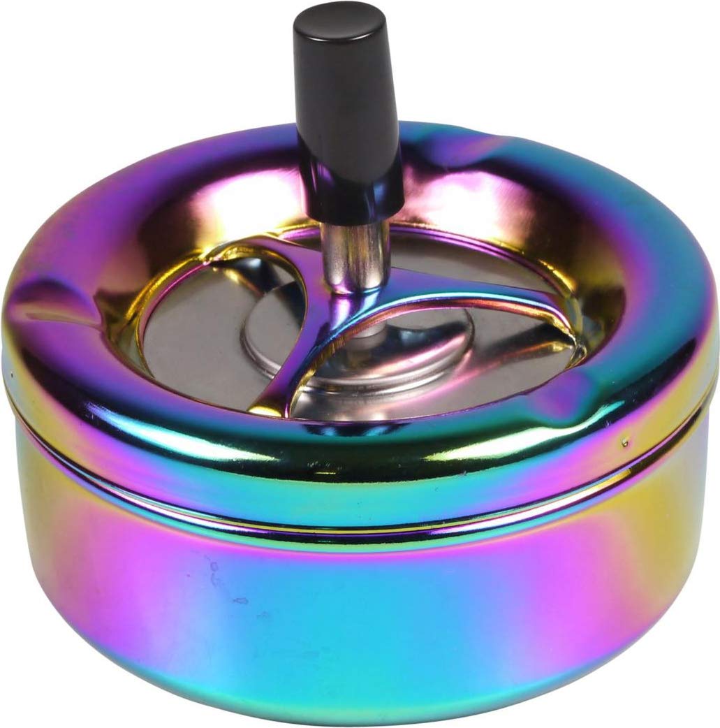 kogu Rotating Ashtray in Rainbow Design, Colourful Shiny, 11 cm Diameter