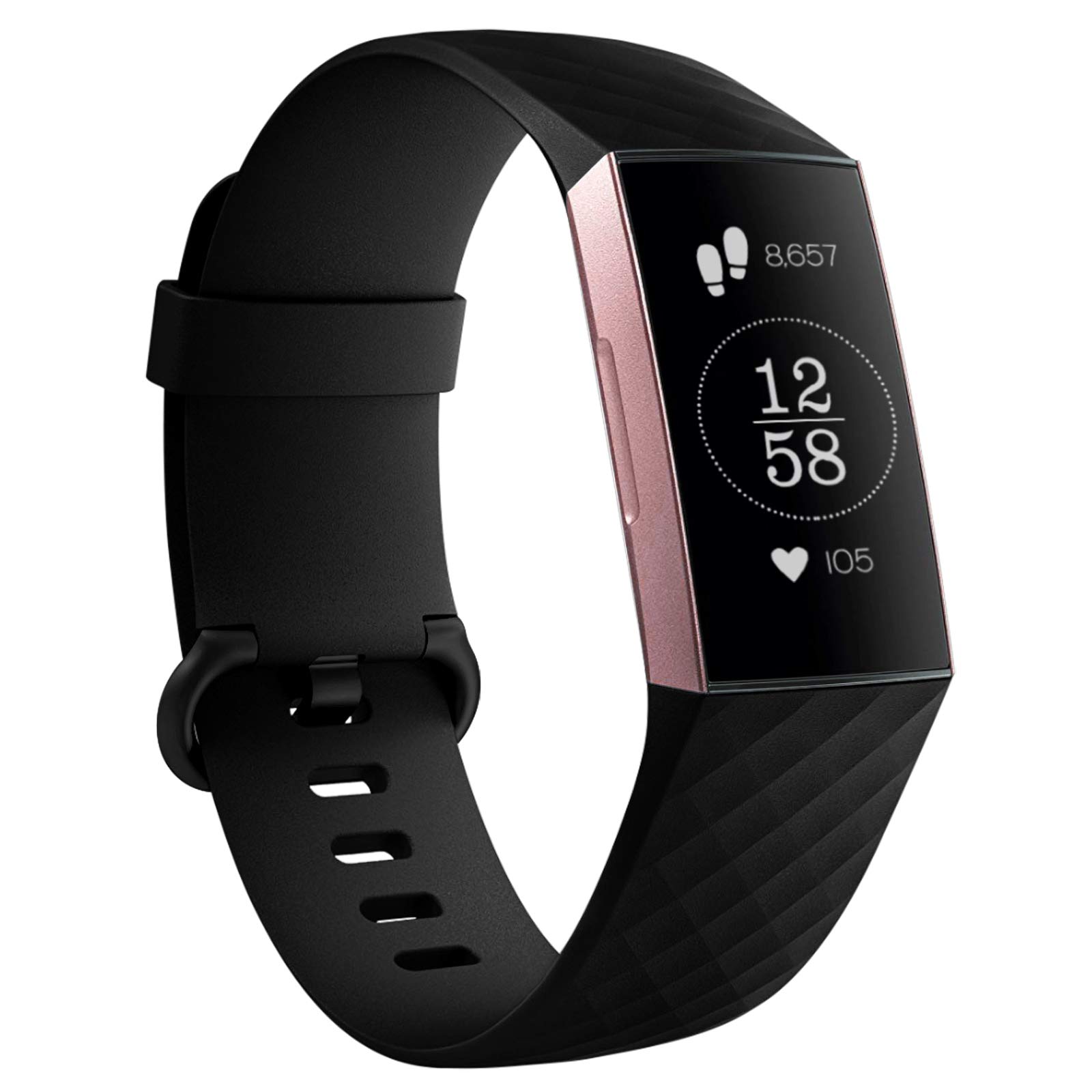 GEAK Strap Compatible for Fitbit Charge 3/Fitbit Charge 4, Adjustable Classic Replacement Wristband for Fitbit Charge 3/Fitbit Charge 4 Activity Tracker Women Men, Large, Black with Black Buckle