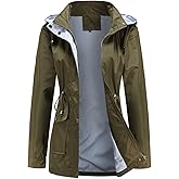 Gyozelem Womens Raincoat Windbreaker Waterproof Lightweight Lined Hooded Rain Jacket