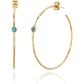 14K Gold-Plated Dainty Hoop Earrings with Simulated Blue Turquoise - Lightweight, Hypoallergenic, Chic Boho Design for Versatile Everyday Elegance - delicate minimal Jewelry by MJLULU