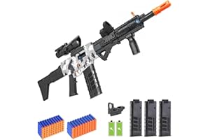 AFQJF Realistic Toy Gun for Nerf Guns Darts, Foam Blaster - with Scope 120 Soft Bullets 3 Magazines, Semi-Auto Sniper Rifle Electric Machine Guns for Boys 8-12 Age, Birthday Gifts for Kids and Adults