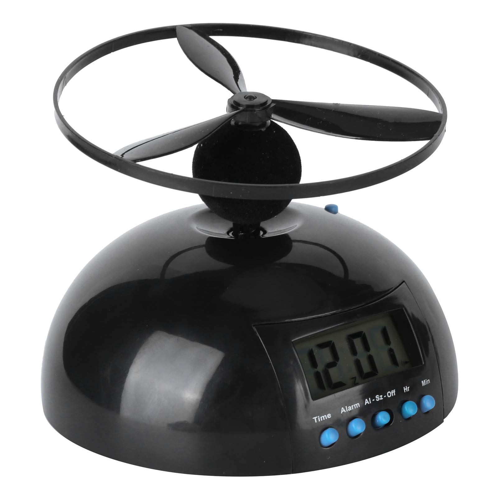 Qcwwy Digital Alarm Clock, Novelty Flying LCD Alarm Clock Portable Mini Round Propeller Helicopter Clock for Home Bedroom Decoration