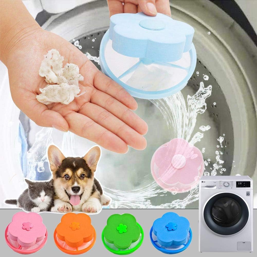 4 Pieces Lint Catcher for Washing Machine Lint Trap Floating Hair Fur Catcher Laundry Reusable Hair Filter Lint Mesh Bag