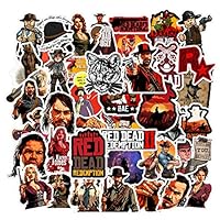 COOLCOOLDE Game Stickers 50 PCS Red Dead Stickers for Laptop and Water Bottles,Waterproof Durable Trendy Vinyl Laptop Decal Stickers Pack for Teens, Water Bottles, Computer, Travel Case (Red Dead)