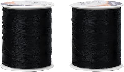 Korbond 320m Sewing Thread - 2 x 160m Spools Black Polyester - Hand & Machine
