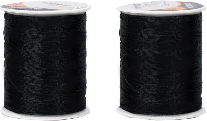 Korbond 320m Sewing Thread - 2 x 160m Spools Black Polyester - Hand & Machine