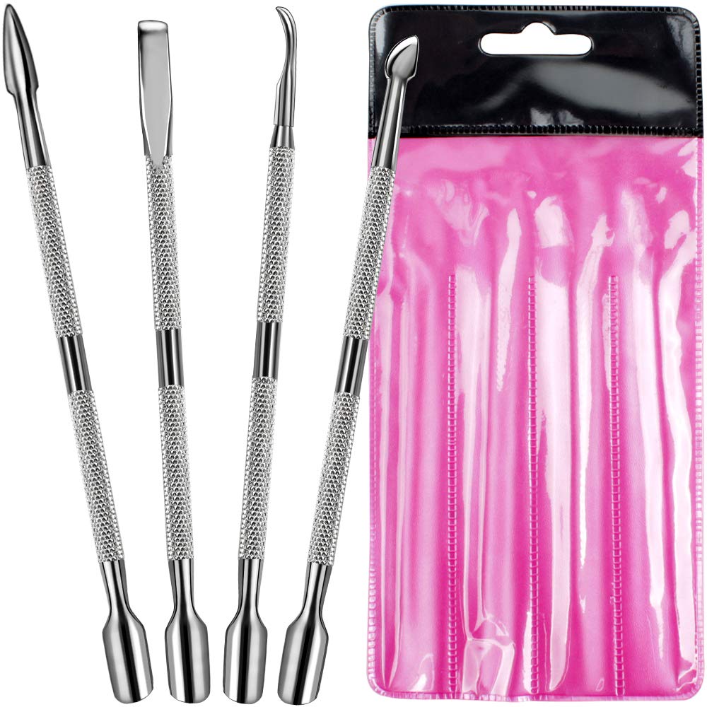 4 PCS Cuticle Pusher and Cutter Set, FANDAMEI Dead Skin Nail Cleaner Tools, Professional Stainless Steel Cuticle Remover, Durable Pedicure Manicure Tools: Beauty